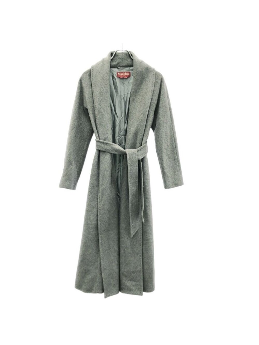 Max Mara Studio Belted Virgin Wool Coat Gray 40